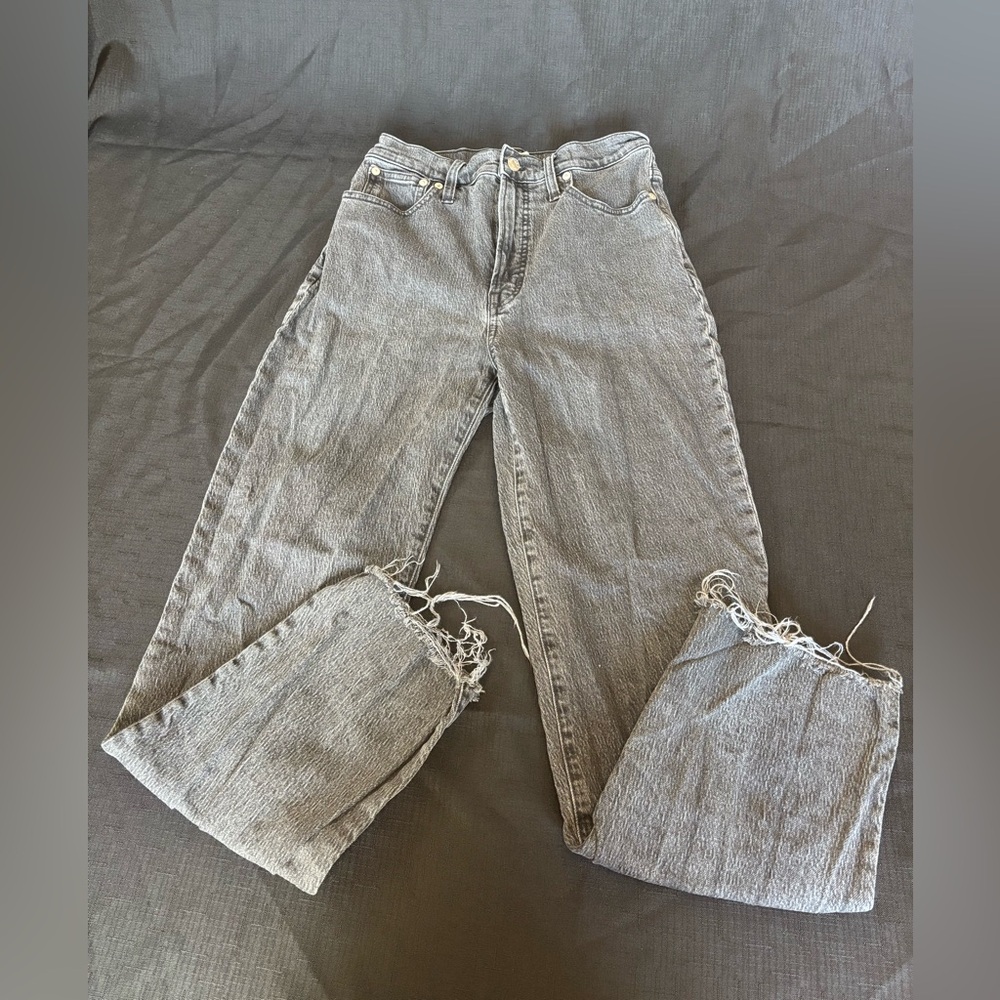 Madewell Gray Straight Leg Vintage Distressed Jeans